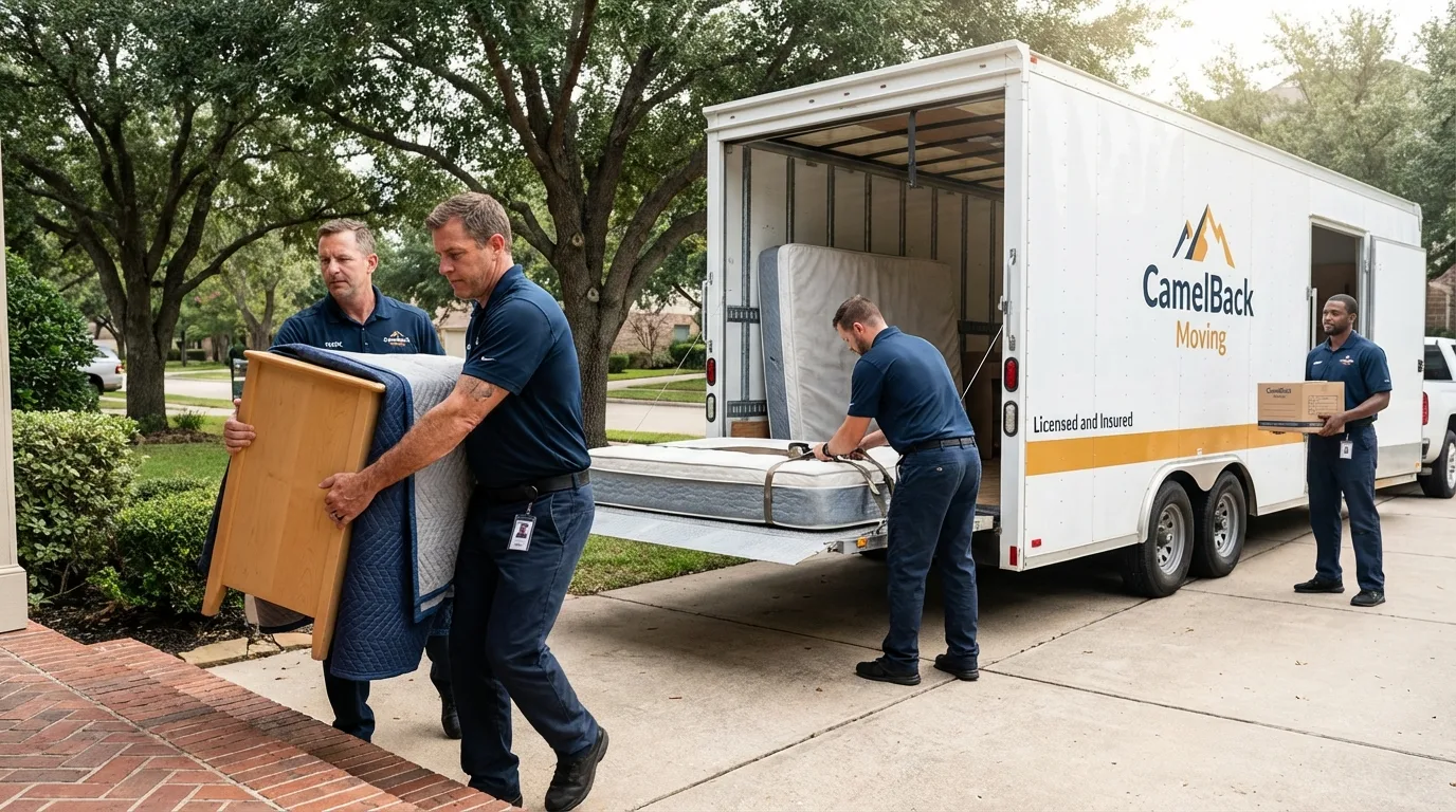 Crew loading residential truck for cross-state move from Lennox, SD