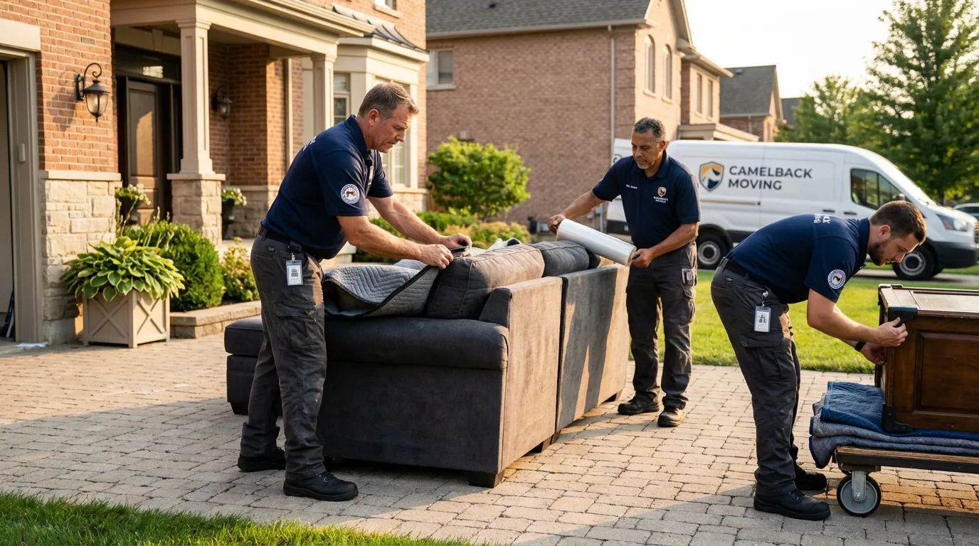 Large estate moving crew wrapping furniture in Lennox, SD