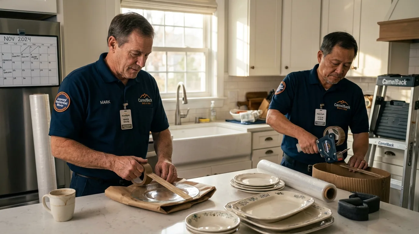 Professional crew packing kitchen dishware in Lennox, SD